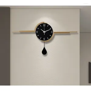 Horloges murales Mode créative Horloge murale moderne simple décoration horizontale lumière luxe Internet célébrité montre de poche