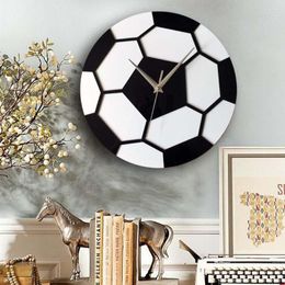 Wandklokken Creatieve Voetbal Sportklok Ronde Eenvoudige Mute Woonkamer Slaapkamer Decoratief