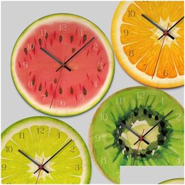 Relojes de pared Reloj de frutas creativo Lima Cocina moderna Reloj de limón Decoración para el hogar Sala de estar Arte tropical Relojes H0922 Entrega de gota G Dh0Hb