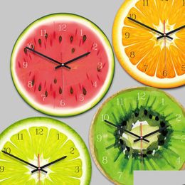 Wandklokken creatieve fruit wandklok limoen moderne keuken citroen horloge home decor woonkamer tropische kunsttijdwerken h0922 drop deli dhgs6