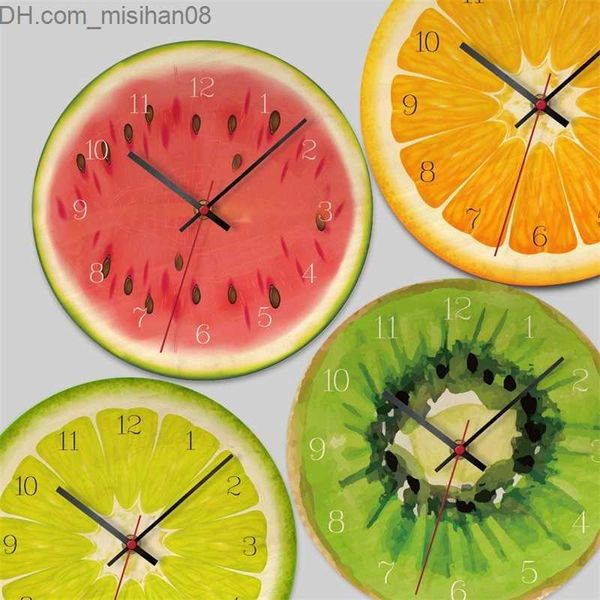 Horloges Murales Creative Fruit Horloge Murale Citron Vert Cuisine Moderne Citron Horloge Montre Décor À La Maison Salon Horloge Fruits Tropicaux Mur Art Montres H0922 Z230707