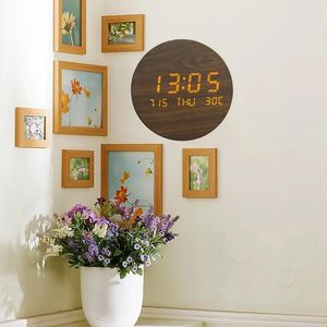 Horloges murales créatives horloge LED heure date température affichage multifonction silencieux style nordique décor à la maison étude