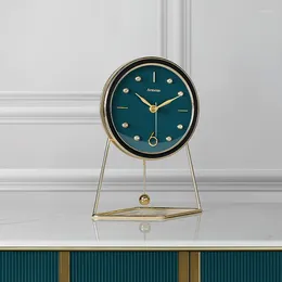 Horloges murales Creative Luxe Bureau Horloge Or Métal Swing Table Montre Silencieuse Salon Maison Pendule Bureau Cadeau