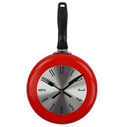 Wandklokken Creative Metal Frying Pan Design 8 '' 10 '' 12 '' Clock Kitchen Decoratie Nieuwheid Art Horloge Horloge Murale