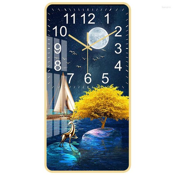 Horloges murales Creative Muet Design moderne Grande horloge silencieuse cristal porcelaine canapé fond décoration mode horloge