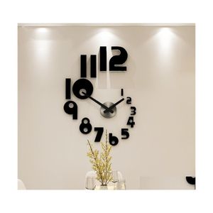 Wandklokken Creatieve nummers Diy Clock Bekijk modern ontwerp voor woonkamer Home Decor Acryl Mirror Stickers Drop Delivery Garden Dhrbc