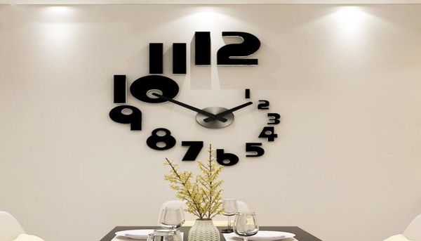 Horloges murales Nombres créatifs DIY Horloge Horaire Design moderne pour le salon décoration intérieure Acrylique Mirror Stickers7611305