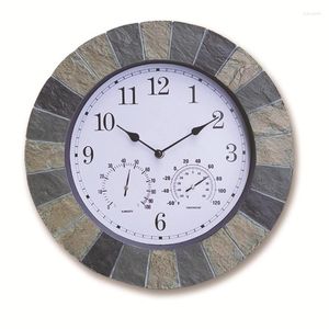 Horloges murales Creative résine horloge 14 pouces étanche à la poussière température extérieure muet Design moderne PVC Reloj De Pared maison