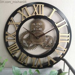 Horloges murales Creative rétro horloge à la mode engrenage décoratif salon horloge Z230712