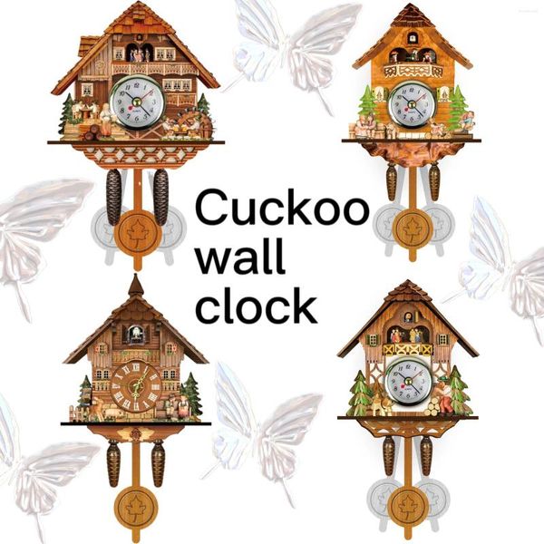 Horloges murales Creative Rétro Coucou Horloge Bois Pendule Swinging Oiseau Décoratif Suspendu Alarme Salon Maison Decora
