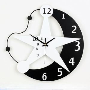 Relojes de Pared Creatividad Reloj de estrellas Sala de estar Grande Silencioso Diseño moderno de madera Reloj Pared Grande Decor LL50WC