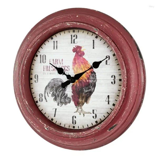 Horloges murales Crosse Clock 12 pouces Rooster Rooster Quartz en détresse Analog 404-3630