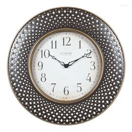 Relojes de pared Reloj Crosse 16 pulgadas Enrejado marrón antiguo Cuarzo Analógico BBB86507 Adornos Para Sala Elegantes Calendario digital Alar