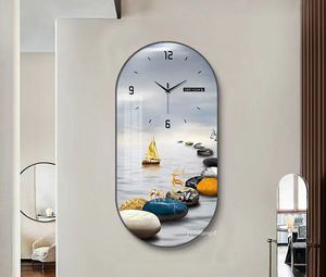 Wandklokken kristal porselein klok luxe grote moderne woonkamer huishouden mode decoratief schilderen stille decor-40*80 cm