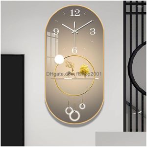 Wandklokken Kristal Porseleinen Klok Luxe Grote Moderne Woonkamer Huishoudelijke Mode Decoratieve Schilderkunst Stille Decor Drop Levering Dha0J