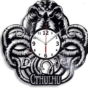 Horloges Murales Cthulhu Record Clock Compatible 12 Pouces (30cm) Noir Idées Cadeaux Surprise Amis Et Famille Anniversaires Decor Art