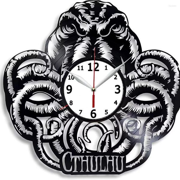 Horloges Murales Cthulhu Record Clock Compatible 12 Pouces (30cm) Noir Idées Cadeaux Surprise Amis Et Famille Anniversaires Decor Art