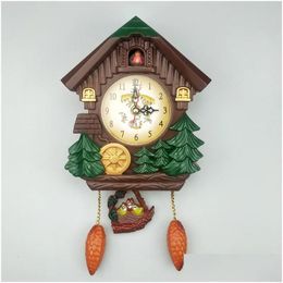 Wanduhren Kuckucksvogelhaus Kreative Uhr Pastoralstil Cartoon Kinderzimmer Dekorativ FL Musik Zeitberichterstattung 231030 Drop Deliver Dhzsb