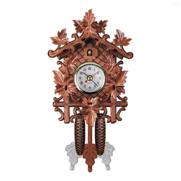 Horloges murales coucou horloge carillon alarme rétro en bois salon oiseau montre décorations L3