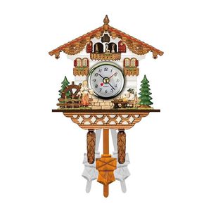 Wandklokken Cuckoo Clock Forest Houten vintage Nordic Style Alarm voor Woonkamer Woondecoratie Accessoire