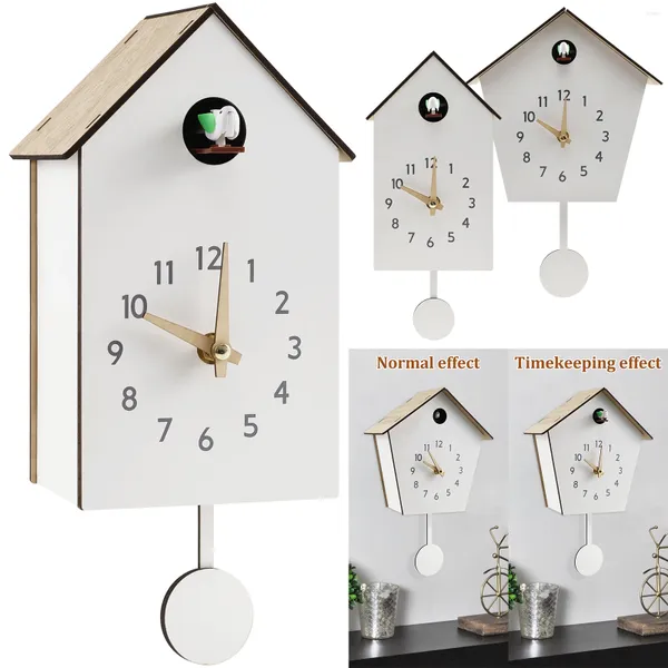 Horloges murales Cuckoo Clock Plastique avec oiseau Tweeting Sound suspendu à piles minimaliste