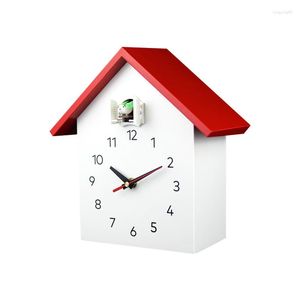 Horloges murales coucou Quartz horloge moderne oiseau suspendu montre décoration alarme maison salon rouge