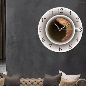 Horloges murales tasse de café avec mousse décorative horloge silencieuse Style boutique signe montre cuisine montre décor café T0x0