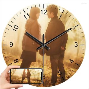 Wandklokken Custom Po Design Art Clock Silent Quartz Digital Decor Home Gift Artistic Pos Wedding