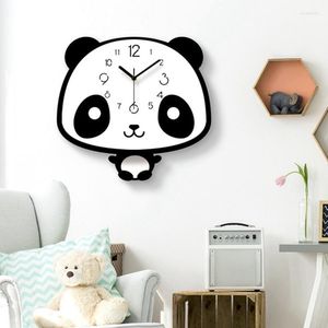 Relojes de pared Lindos Niños Habitación Acrílico Panda Tipo Niños Regalos Decoración Silencio Mudo Hogar Reloj Dibujos Animados