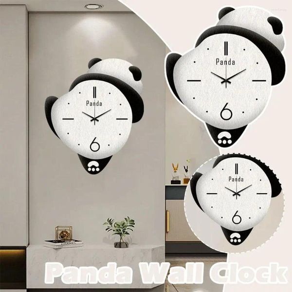 Horloges murales mignon Panda horloge créative silencieuse salon apprentissage crèches enfants dessin animé décorations maison chambres Q4Y7