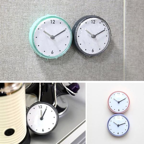 Relojes de pared, bonito reloj despertador con ventosa impermeable, dibujos animados, cocina, baño, ducha con ventosa, decoración de pared