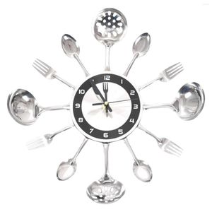 Relojes de pared Cubiertos Reloj Utensilio de cocina Con tenedores Cucharas Números arábigos Decorativos para adornos de sala de estar