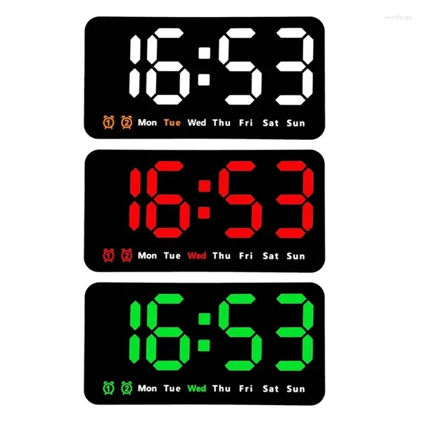 Relojes de pared D0AD Reloj LED grande de 8.5 pulgadas con 2 alarmas Pantalla grande 3 niveles de brillo