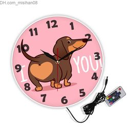 Wandklokken Teckel Hond Roze Wandklok Interessant I Love You Hart Worst Hond Butt Design Woondecoratie Stille Muur Horloge Hond Minnaar Gift Z230710