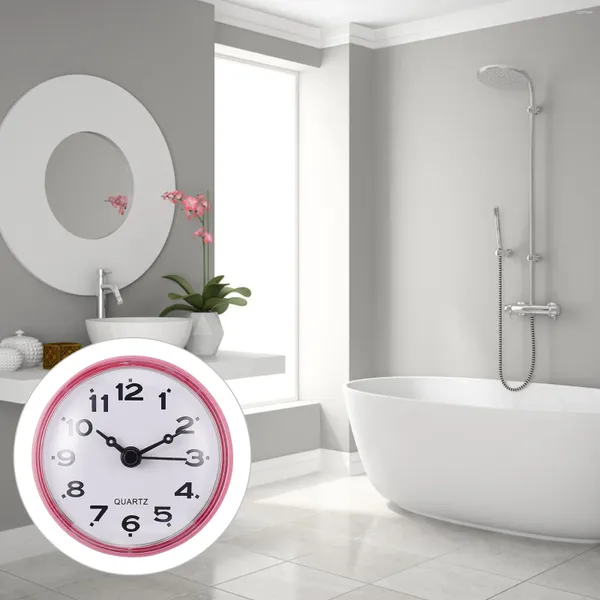 Relojes de pared Decoración Sucker Reloj Cocina Colgante Silencio Impermeable Ventosa Baño Alarma Oficina