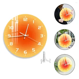 Horloges murales Horloge décorative en trois dimensions dégradé coucher de soleil Table suspendue double usage acrylique rond ornements de bureau