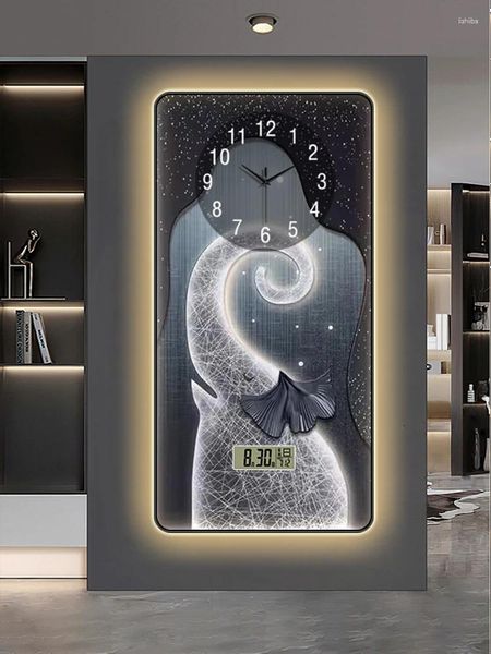 Horloges murales Peinture décorative Horloge suspendue Version verticale Atmosphérique Salon Couloir Mural