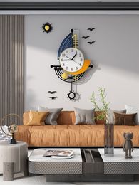 Wandklokken Decoratieve Wandklok Navigatie Zeilboot Creatief Ontwerp Klok Interieur Horloge Decoratie Woonkamer Achtergrond Muur Decor 230710