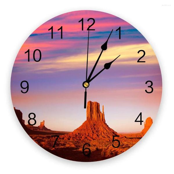 Relojes de pared Desierto Cielo Puesta de sol Edificio Arena Silencioso Hogar Café Oficina Decoración para cocina Arte Grande