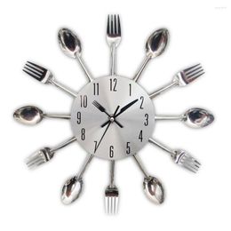 Relojes de pared Reloj Spoon Kitchen Spoon Modern Creative Fashion Metal Silent Silent Klock Decoración del hogar