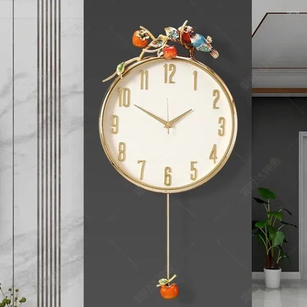 Relojes de Pared Diseño Reloj Digital de Lujo Simple Moderno Péndulo Silencioso Reloj de Metal Pared Decoración del Hogar