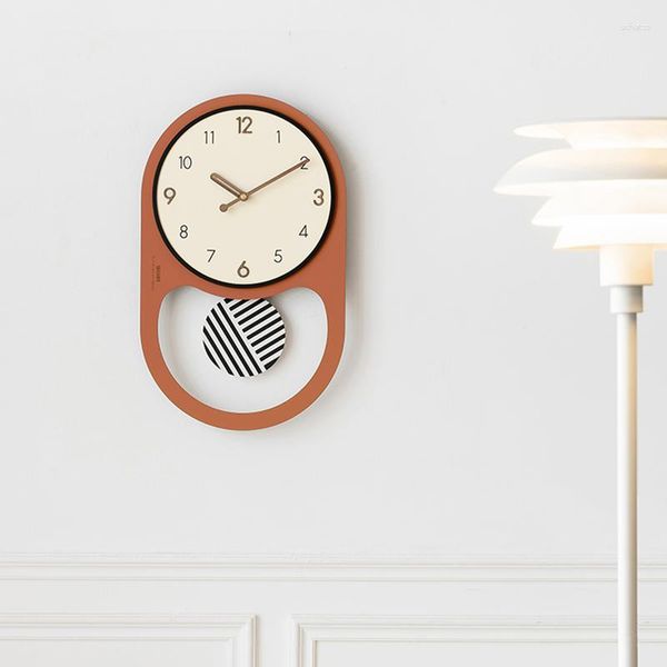 Relojes de pared Diseño Reloj simple Madera Silencioso Moderno Arte único Cuarzo Elegante Kawaii Péndulo Horloge Linda decoración de la habitación