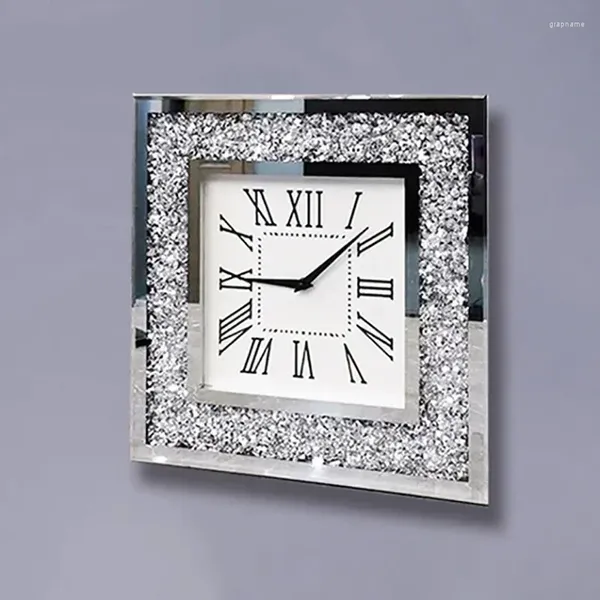 Horloges murales diamant horloge design moderne salon décoration miroir cristal luxe montre numérique décor à la maison Reloj De Pared