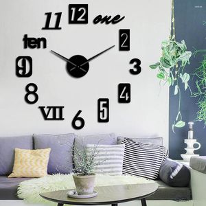 Horloges murales différents types de chiffres 3D bricolage muet horloge montre auto-adhésif mode maison Kit décoration pendaison de crémaillère cadeau moderne