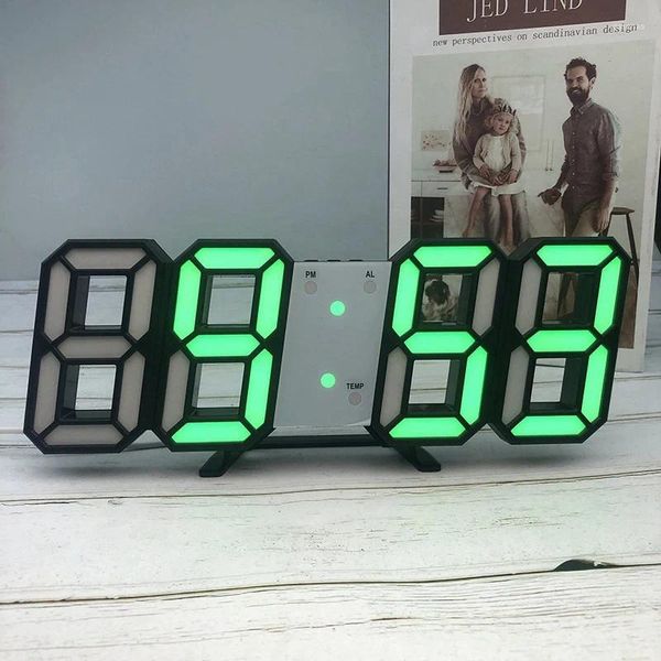 Relojes de pared Reloj despertador digital Diseño moderno 3D LED Decoración colgante para la sala de estar Cocina Dormitorio Hogar