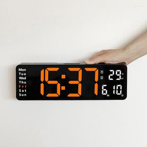 Relojes de pared Reloj despertador digital Control remoto Fecha Semana Temperatura Pantalla Alarmas duales Decoración del hogar