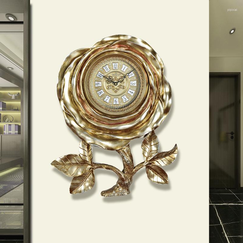 Horloges murales Corloge numérique Grand modèles 3D salon Antique Golden Kitchen Creative Duvar Saati Accessoires AB50WC