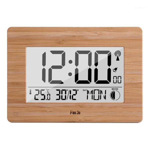 Relojes de pared Reloj digital LCD Número grande Tiempo Temperatura Humedad Calendario Alarma Mesa Escritorio Oficina moderna Decoración del hogar1