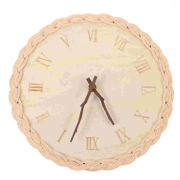 Horloges murales Horloge numérique Non Ticking Décor Chambre d'enfant ronde suspendue Basswood Home Office Living