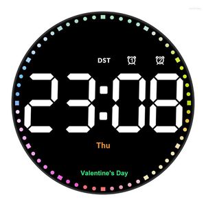 Wall Clocks Digital Clock With Colorful Light Time Alarm Fit For Living Room Office Gym